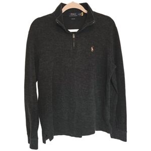 Polo Ralph Lauren Men's Charcoal Gray Estate Rib Quarter-Zip Sweater